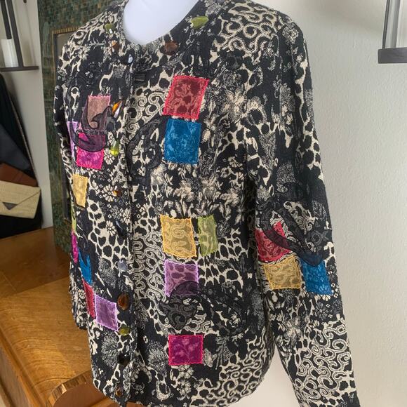 Vintage Size M Tapestry Embroidered Beaded Floral Jacket Art to Wear Patchwork - Picture 4 of 15